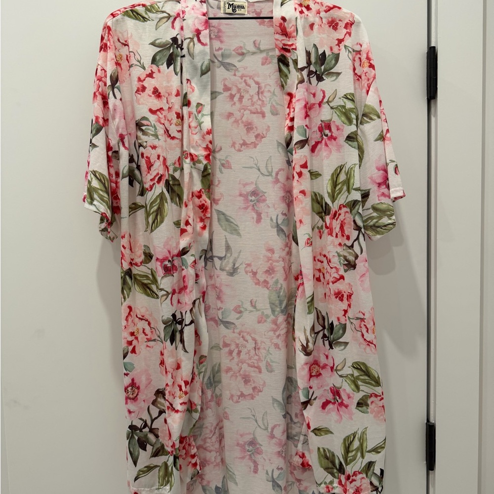 Show Me Your MuMu Floral Kimono Robe - Pink and Green